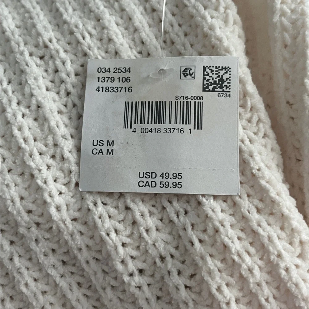 American Eagle Softest Knitting Open Front W/Pockets Cream V Back Cardigan